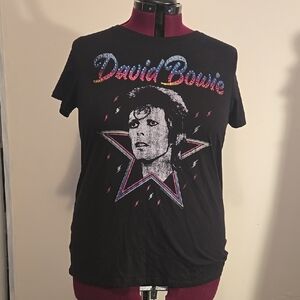 Black Short Sleeve Tee with David Bowie Graphic